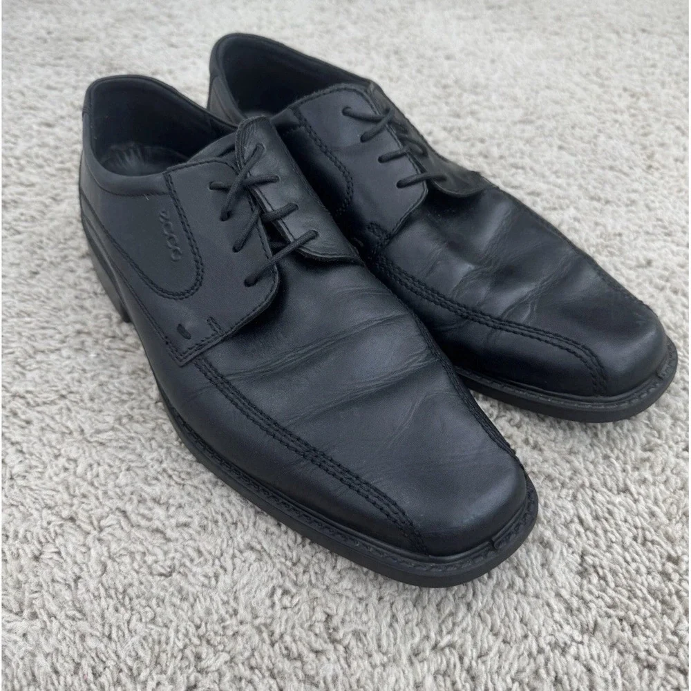ECCO Shoes Men's Size‎ 46 US 13 Black Leather Oxfords Lace Up Square Toe